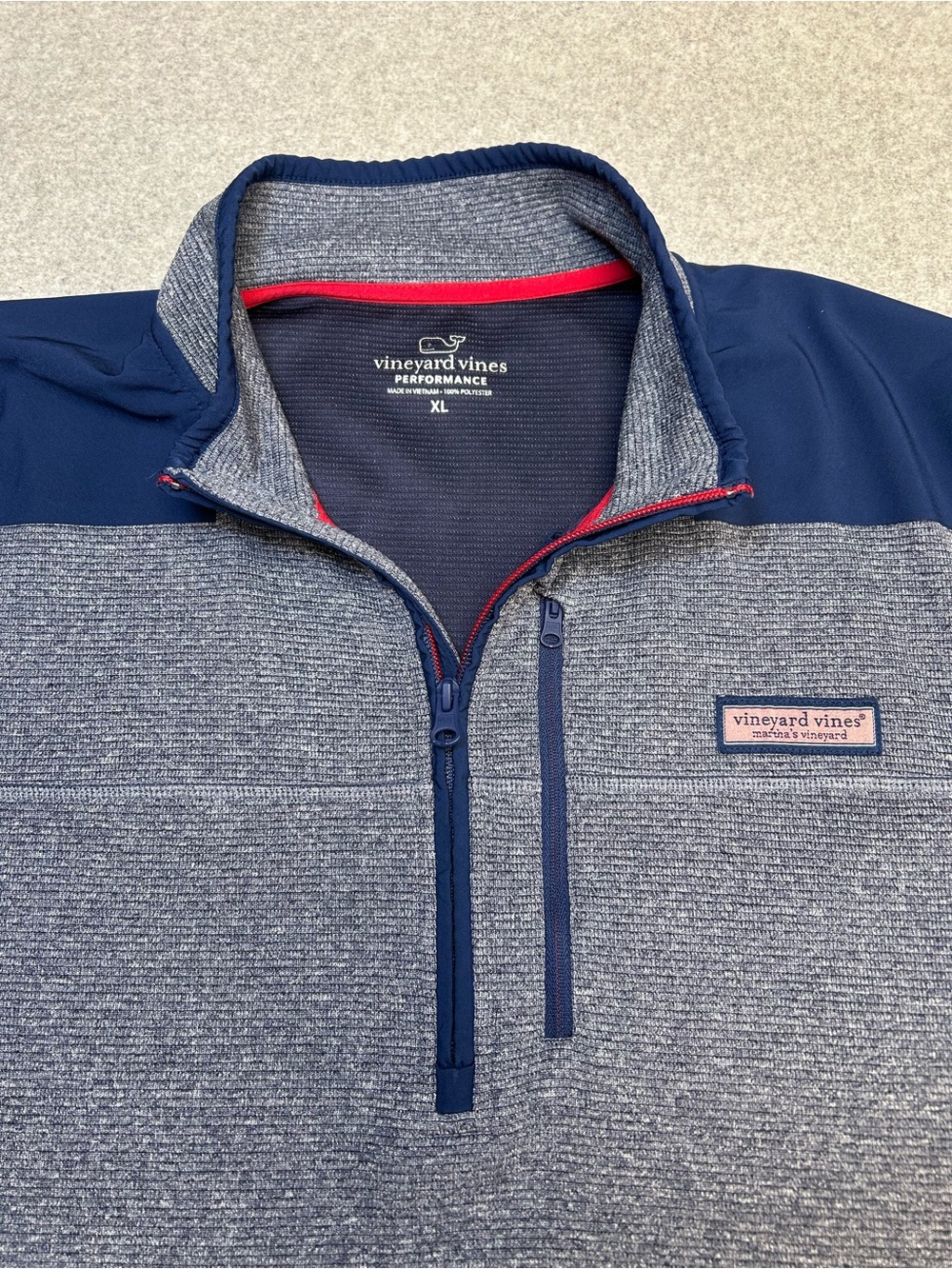 Vineyard Vines Performance Ryder Shep Shirt 1/4 Zip Pullover Bay Blue Mens XL